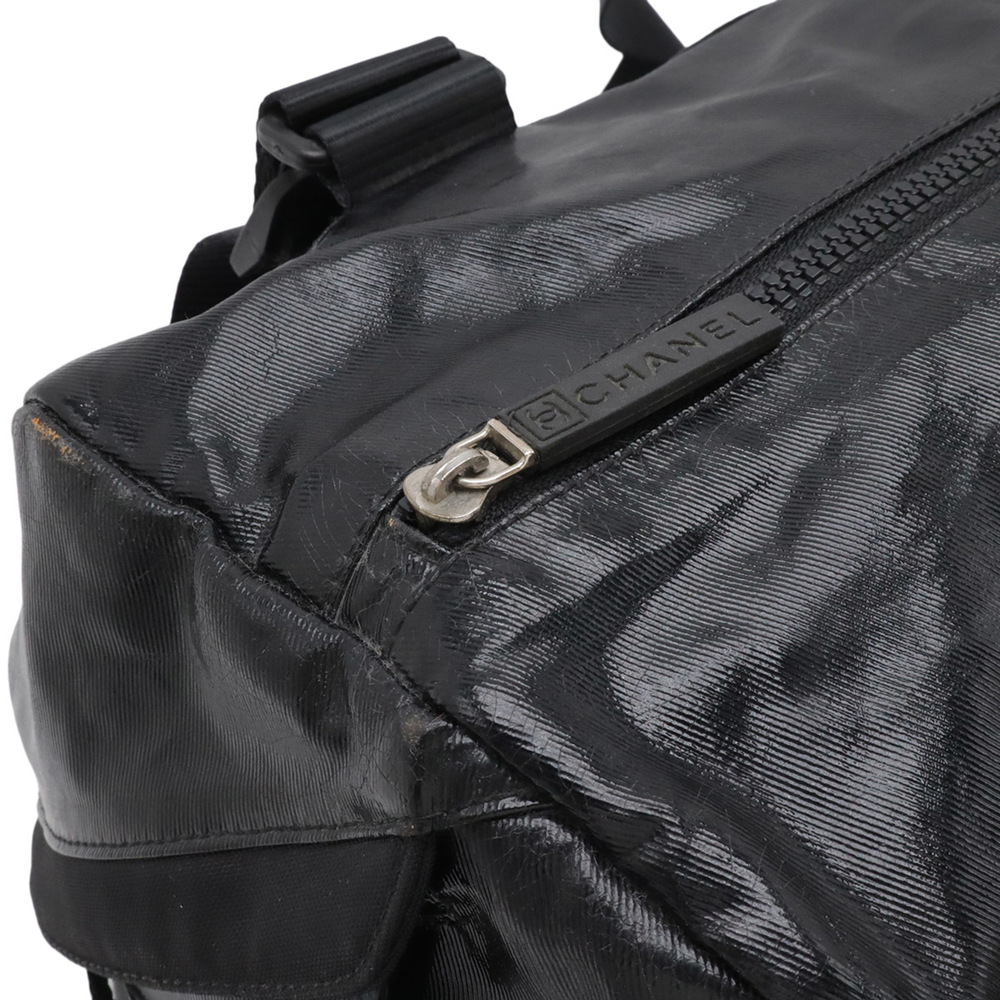 CHANEL Black Coated Canvas Logo Shoulder Bag - Picture 5 of 9